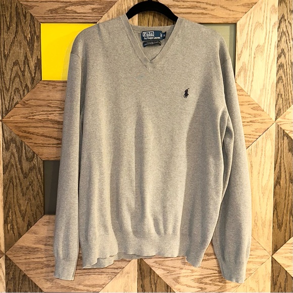 Polo Ralph Lauren Other - Polo Ralph Lauren Pima Cotton V-Neck Sweater Mens Gray Pullover Sweatshirt XL